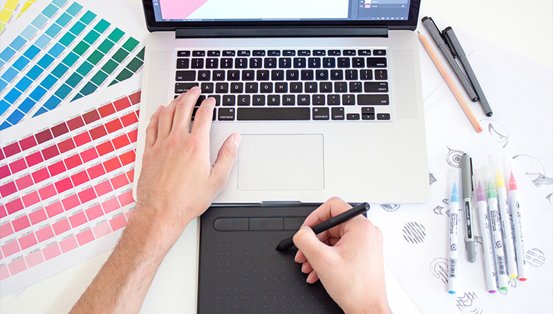 Designer on computer