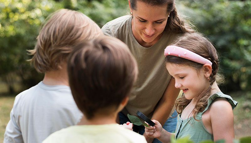 Camp counselor with kids