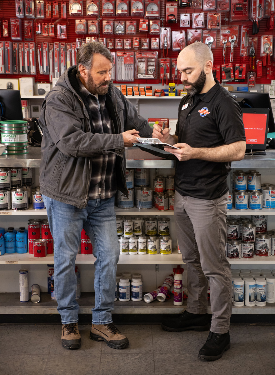 GPS Expert going over project details with a customer