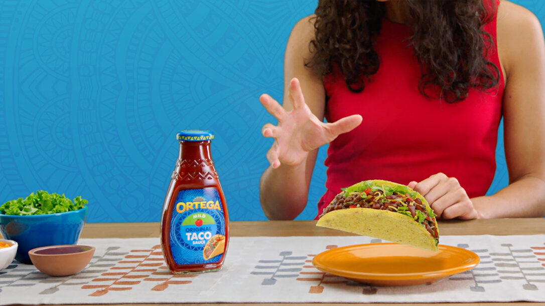 Woman levitating a taco