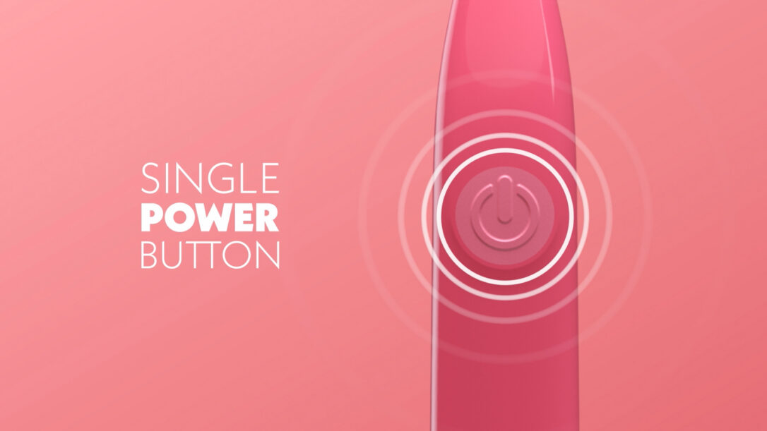 Spinbrush power button with onscreen text "Single Power Button"